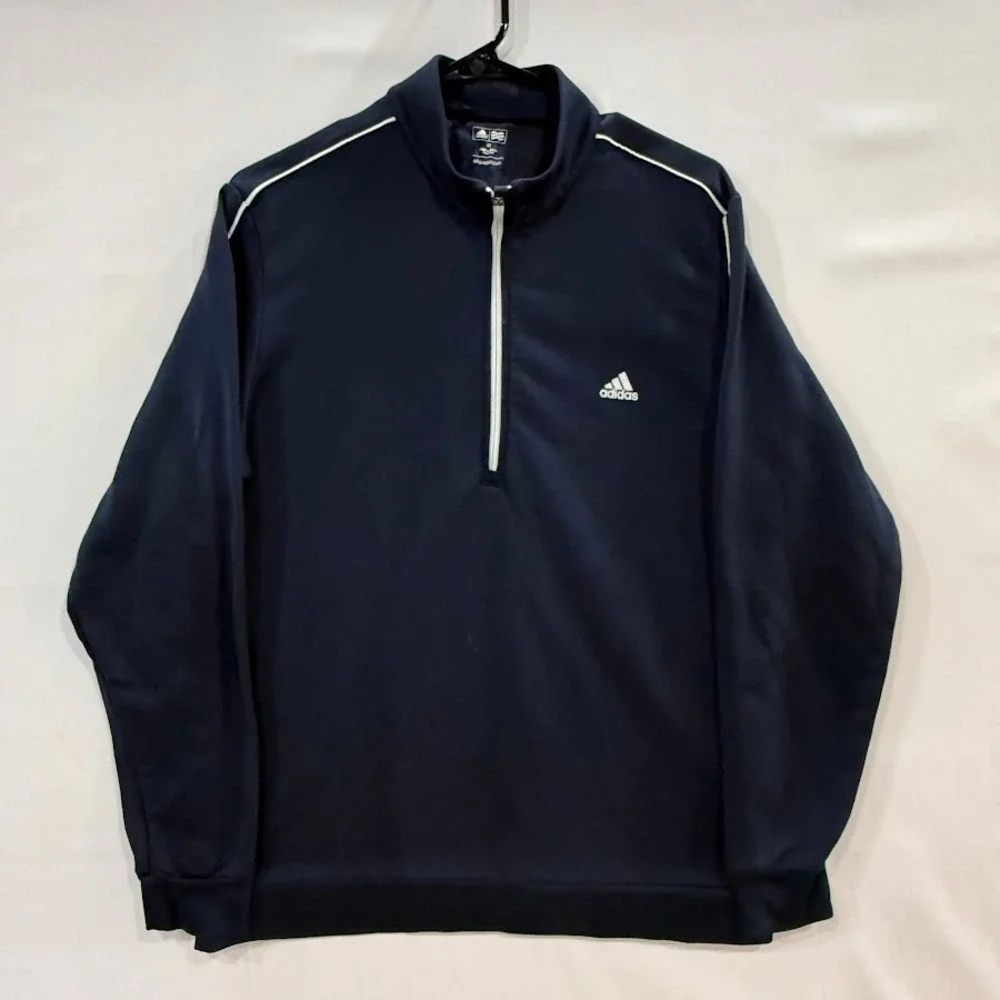 Adidas Golf Mens Navy Blue Quarter Zip Pullover Sweatshirt‎ Piping RN 88387 M
